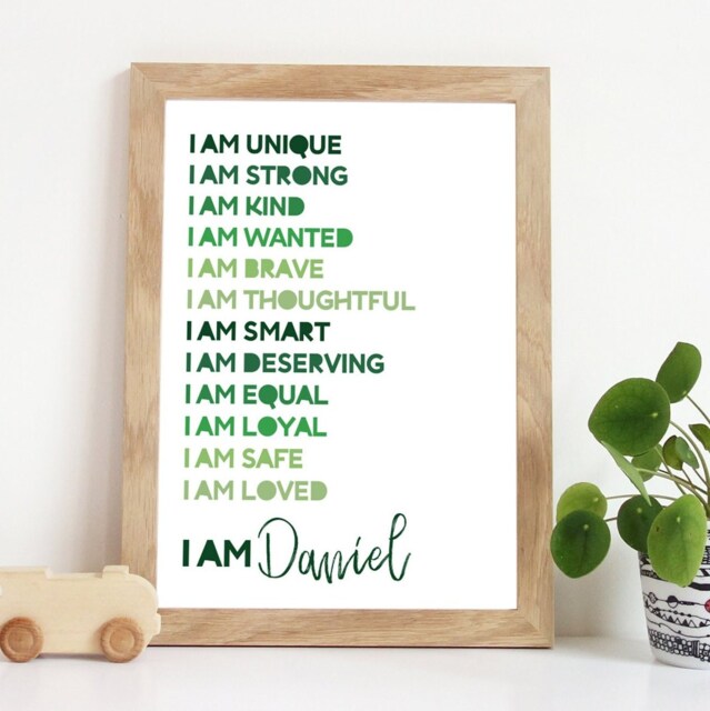 Boys Green Nursery Prints, Positive Affirmation Print, Bedroom Playroom Wall Art, Quotes - image 1