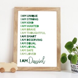Boys Green Nursery Prints, Positive Affirmation Print, Bedroom Playroom Wall Art, Quotes - thumbnail 1