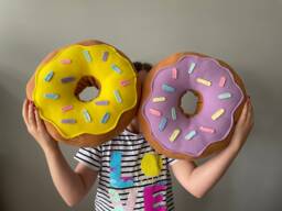 Doughnut Cushion Pillow. Iced Cake Style Candyland Theme Decor, Donut. Kids Room, Nursery, Sweet Theme, Child's Birthday Gift, Party - thumbnail 1