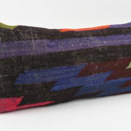 Kilim Lumbar Pillow Cover Turkish Bohemian Cushion - 12x24 - thumbnail 3