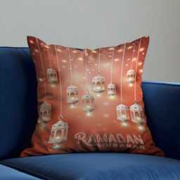 Ramadan Mubarak Cushion Cover, Warm Lantern Pillow Case, Islamic Eid Home Decor, Festive Muslim Throw Pillowcase - thumbnail 4