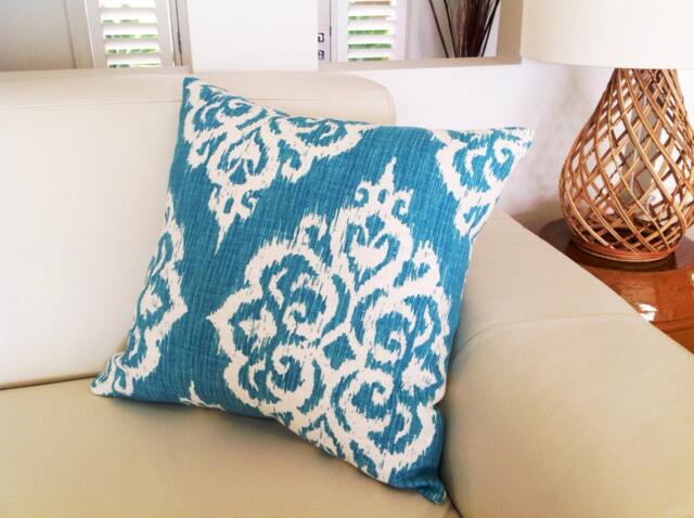 Tangier Linen Cushion Cover Turquoise Blue Designer Pillow