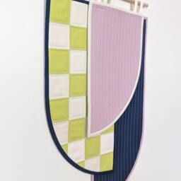 Handmade Quilted Wall Hanging Color Block Abstract Textile Art - thumbnail 3