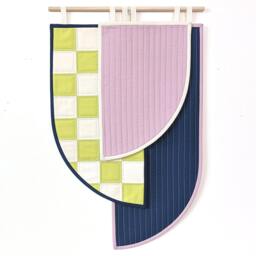 Handmade Quilted Wall Hanging Color Block Abstract Textile Art - thumbnail 2