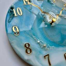 Soft Blue Wall Clock Natural Stones, Modern Art Decor - thumbnail 3