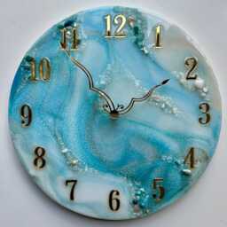 Soft Blue Wall Clock Natural Stones, Modern Art Decor - thumbnail 2