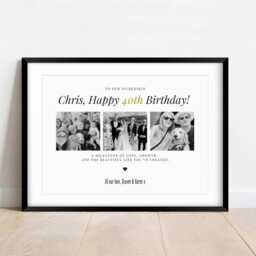 Personalised 40Th Birthday Photo Print Strip Wall Art Gift, Forty Celebrarion Frame - thumbnail 2