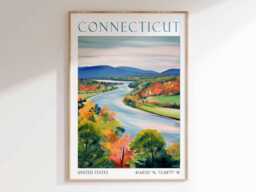 Connecticut Usa Art Print - New England Travel Poster, Coastal Wall Art, East Coast Illustration, American Home Decor, Poster - thumbnail 1