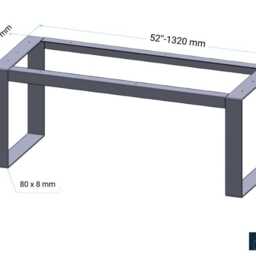 "Gold Modern Dining Table Base, 28""H X 28""W X 52""L Flat Brass Base , Customizable Height 25""-30" - thumbnail 3