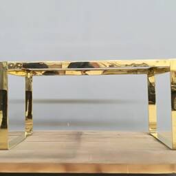"Gold Modern Dining Table Base, 28""H X 28""W X 52""L Flat Brass Base , Customizable Height 25""-30" - thumbnail 2