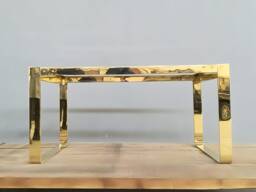 "Gold Modern Dining Table Base, 28""H X 28""W X 52""L Flat Brass Base , Customizable Height 25""-30"