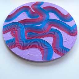 Bisexual Pride Textured Wall Art, Colorful Plaster Art On Circle Canvas - 16x16 In - thumbnail 4
