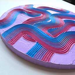 Bisexual Pride Textured Wall Art, Colorful Plaster Art On Circle Canvas - 16x16 In - thumbnail 3