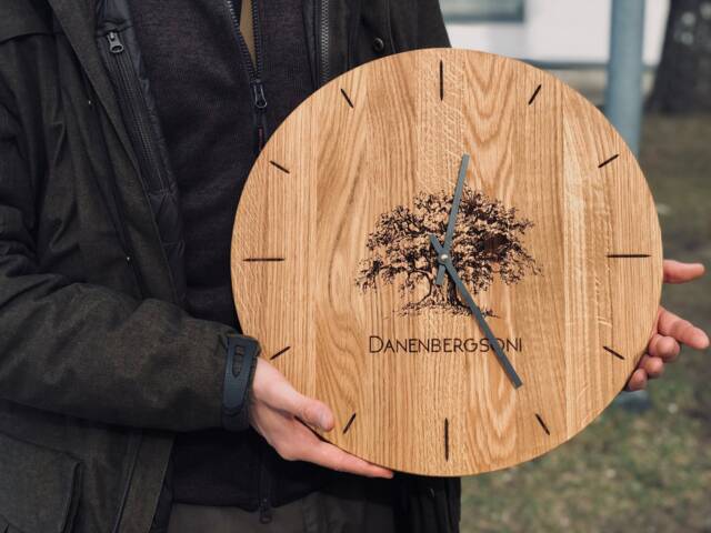 Oak Wood Wall Clock Engraved Personalised Custom Unique Family Wedding Gift - image 1