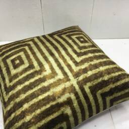 Handwoven Ikat Silk Pillow Cover, Modern Home Decor - 16x16 - thumbnail 4