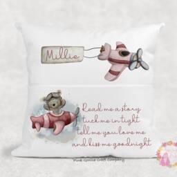 Personalised Cushion, Pocket Child Pillow, Book Holder, Pillow For Child, Sleep Aid, Teddy Bear, Gift - thumbnail 3