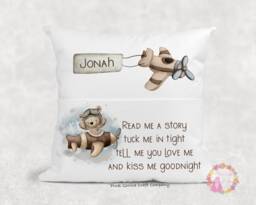 Personalised Cushion, Pocket Child Pillow, Book Holder, Pillow For Child, Sleep Aid, Teddy Bear, Gift - thumbnail 1