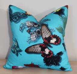 Designers Guild & Christian Lacroix Butterfly Parade Lagon & Omega Velvet Cushion Cover 45x45 cm - thumbnail 1