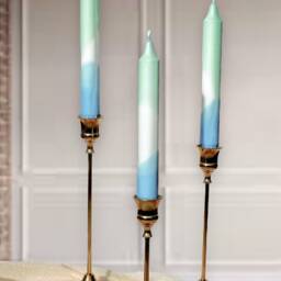 Dip Dyed Dinner Candles, Pillar Candles, Blue Green Candles, Set Of 3, Wedding Candles, Tall Taper Candles, Decorative Candles, Colourful Candles - thumbnail 2