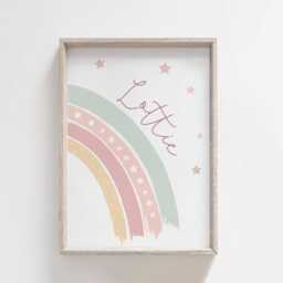 Girls Room Prints, Set Of 6, Gallery Wall Personalised Art, Nursery Neutral Bedroom, Pink Beige Decor - thumbnail 3