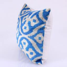 ??kat Velvet Pillow, Bohemian Pillow, Lumbar Pillowcase, Designed Cushions, Couch Cushions, Fashion Cushions, Decorative Pillow, Blue Beige Pillow - thumbnail 2