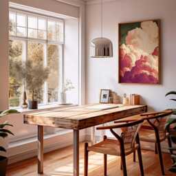 Pink & Cream Sky Art - Vintage Style Nature Print Surreal Cloud Wall - thumbnail 2