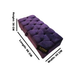 Purple Ottoman Footstool- Coffee Table- Living Room Storage- Deep Cushioned Plush Velvet Seating Bench - thumbnail 4