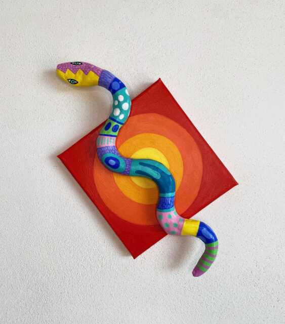 Handmade - Original Paper Mache Snake Wall Hanging - image 1
