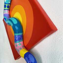 Handmade - Original Paper Mache Snake Wall Hanging - thumbnail 3