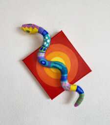 Handmade - Original Paper Mache Snake Wall Hanging - thumbnail 1