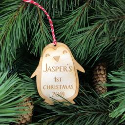 Personalised 1st Christmas Bauble - Laser Cut Wooden Ornament - thumbnail 1