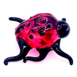 Hand Blown Glass Miniature Ladybug Ladybird Insect Little Animal Red Black Figurine Statue Decoration Collectible Small Craft Painted Figure - thumbnail 2
