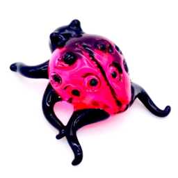 Hand Blown Glass Miniature Ladybug Ladybird Insect Little Animal Red Black Figurine Statue Decoration Collectible Small Craft Painted Figure - thumbnail 3