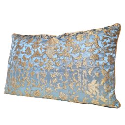 Sky Blue & Gold Silk Jacquard Rubelli Fabric Throw Pillow Cushion Cover Les Indes Galantes Pattern - Handmade in Italy - thumbnail 4