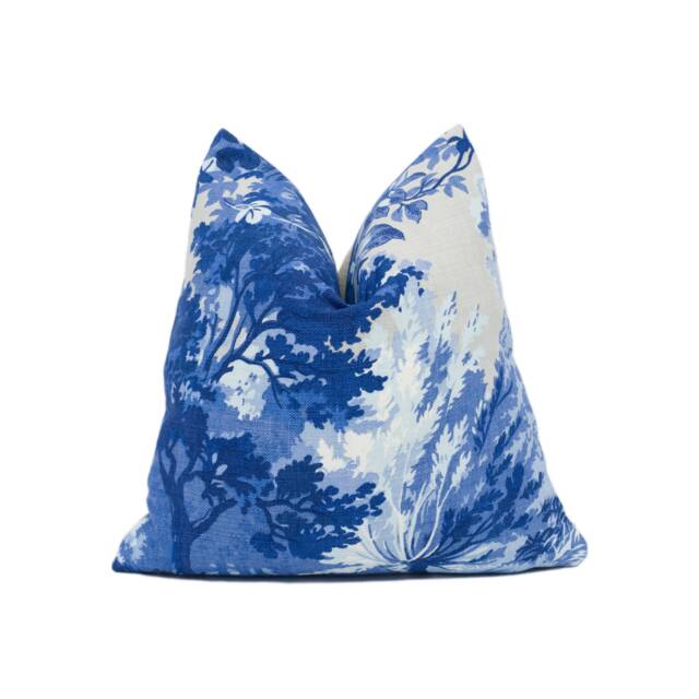 Thibaut - Lincoln Toile Blue & Flax Soft Muted Romantic Countryside Designer Cushion Cover Luxury Throw Pillow Handmade Home D??cor - image 1