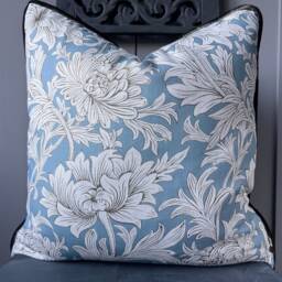 William Morris Chrysanthemum Toile Luxury Designer Fabric Vintage Blue Floral Cushion Pillow Cover