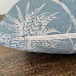 1660. Neesha Steel Blue Block Print Linen Look 100% Cotton Cushion Cover - thumbnail 2