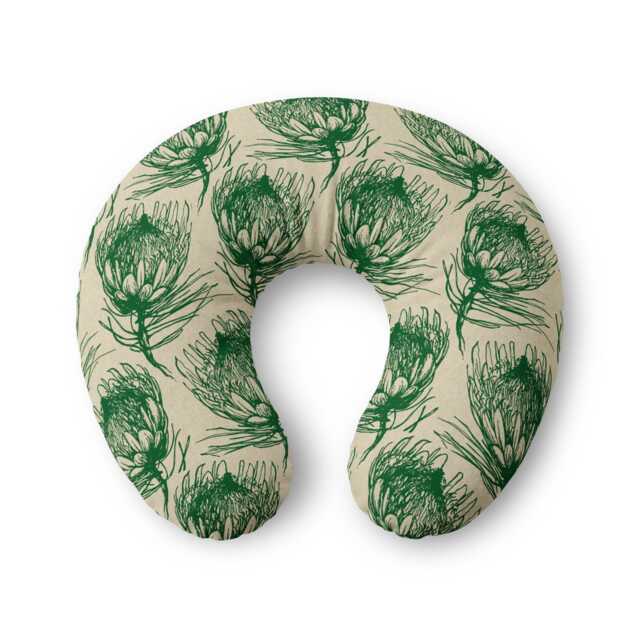 Green Protea Floral Nursing Pillow Cover - Botanical Pattern - image 1