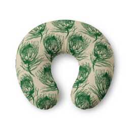 Green Protea Floral Nursing Pillow Cover - Botanical Pattern