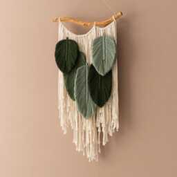 Earth Tone Macrame Leaf Wall Hanging, Boho Art, Home Decor, New Gifts, Farmhouse Parents Gift L45 - thumbnail 4