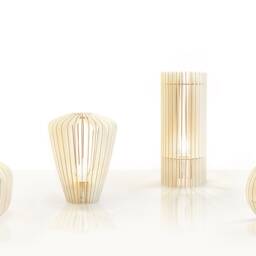 "Scandinavian Wood & Cardboard Table Lamp With Minimalist, Eco-Friendly, Cocoon Design, Recycled Materials, Kido ""Betula" - thumbnail 4