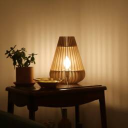"Scandinavian Wood & Cardboard Table Lamp With Minimalist, Eco-Friendly, Cocoon Design, Recycled Materials, Kido ""Betula"