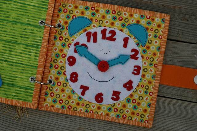 Clock Page For Custom Built Quiet Book By Tomtoy, Time Telling, Fabric Busy Book Pages, 20x20cm, Single - image 1
