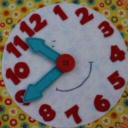 Clock Page For Custom Built Quiet Book By Tomtoy, Time Telling, Fabric Busy Book Pages, 20x20cm, Single - thumbnail 3