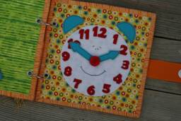 Clock Page For Custom Built Quiet Book By Tomtoy, Time Telling, Fabric Busy Book Pages, 20x20cm, Single - thumbnail 1