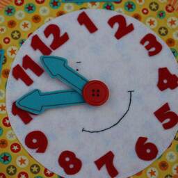 Clock Page For Custom Built Quiet Book By Tomtoy, Time Telling, Fabric Busy Book Pages, 20x20cm, Single - thumbnail 4