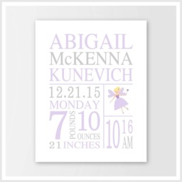 Personalized Baby Gifts - Pink Gray Owl Nursery Wall Decor For Girl New Baby Gift Birth Announcement Stats Art - thumbnail 3