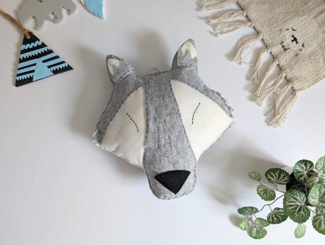 Felt Wolf Decor For Nursery, Woodland Nursery Decor, Theme Bedroom, Forest Animal Head - image 1