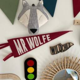 Felt Wolf Decor For Nursery, Woodland Nursery Decor, Theme Bedroom, Forest Animal Head - thumbnail 3