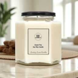 Sweet Pea Scented Candle, Floral Soy Wax Vegan Candles - thumbnail 3